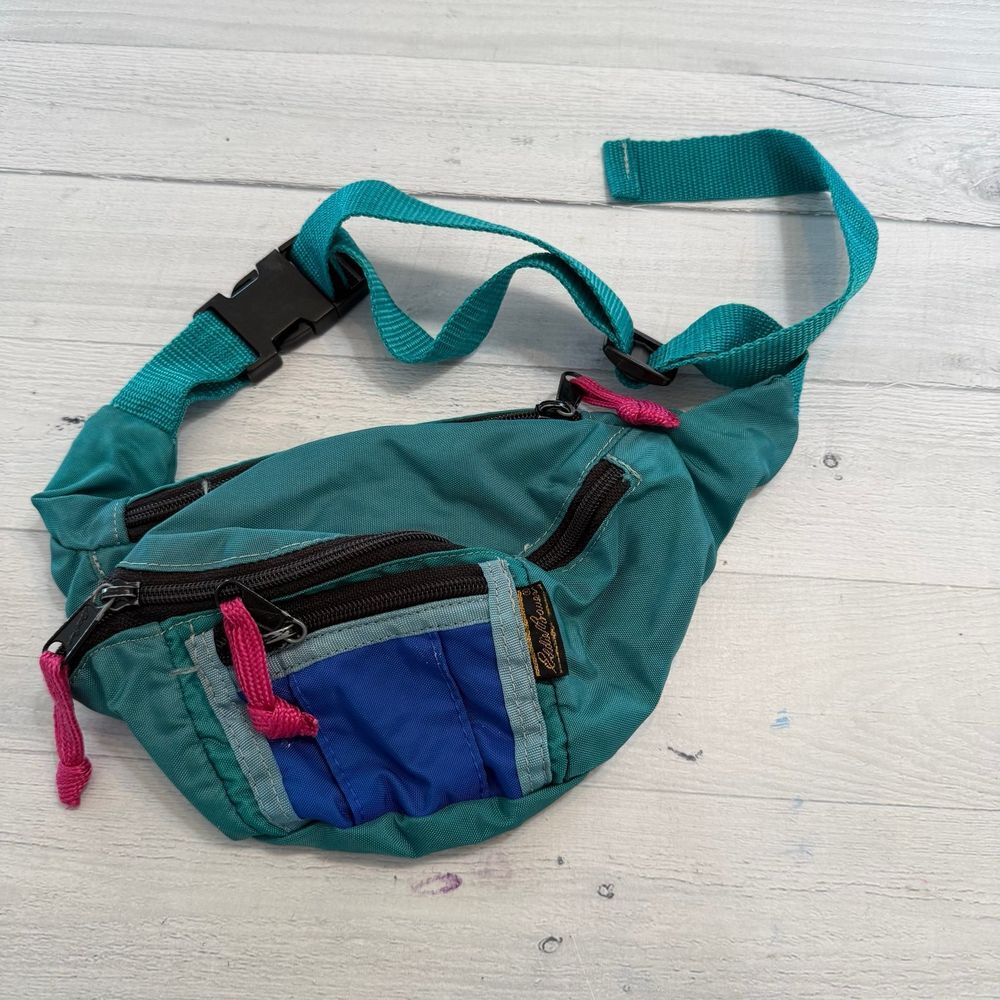 Vintage Eddie Bauer teal blue pink‎ Fanny pack